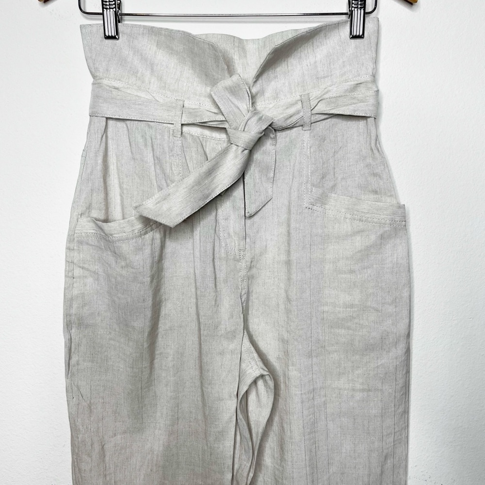 Jonathan Simkhai Penny Draped Textured Taped Belted Crop Linen Pant - Picture 5 of 11